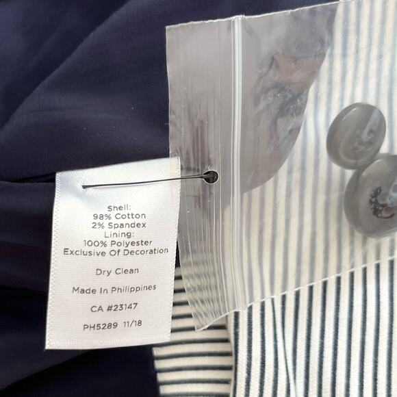 Talbots‎ Stripe Piped Blazer Jacket in Black and White Cotton Stretch, Size 4 - Picture 14 of 14
